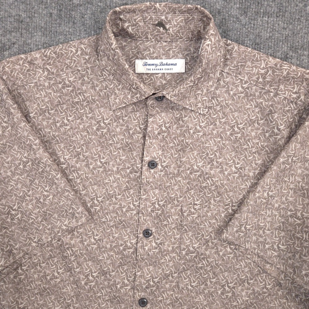 Tommy Bahama Bahama Coast Shirt Mens XS Gray Geometric IslandZone Performance